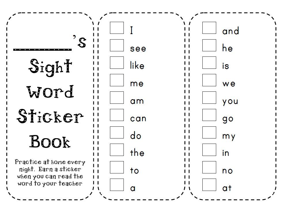 Sight Words book. word sticker book word so  Kindergarten sight Sight