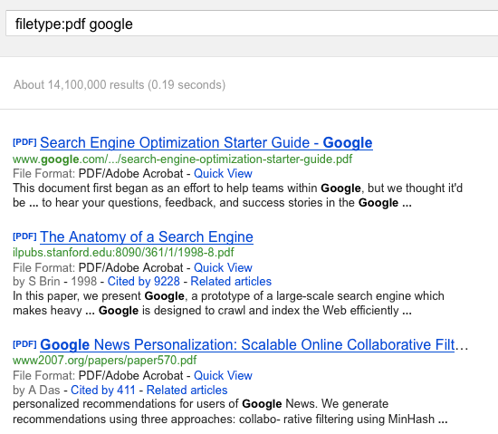 Filetype Search Tips for Google Search