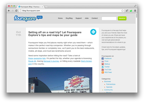 Foursquare Blog Design