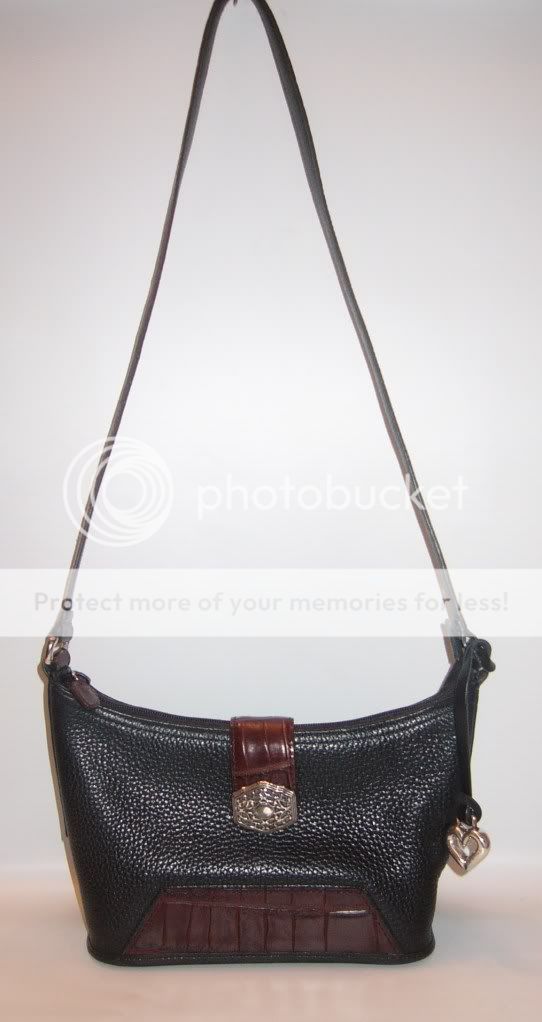 Brighton Black and Croc Print Hand Bag Purse Cross Body Shoulder Bag 