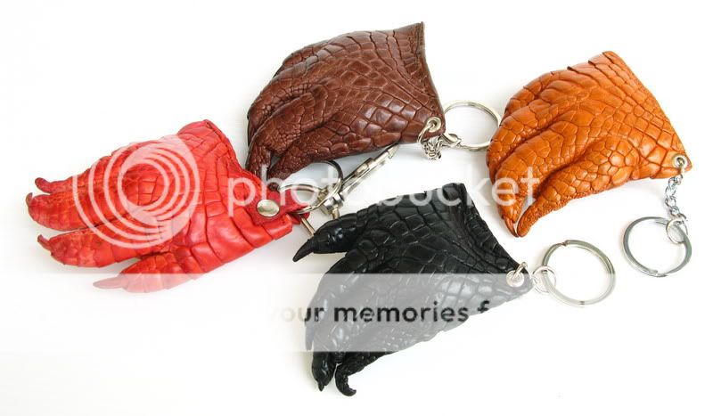 BIG RED REAL HAND FOLD CROCODILE LEATHER KEY CHAIN NEW  