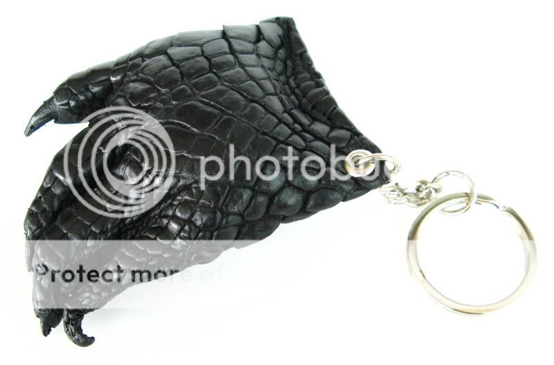 BIG BLACK REAL HAND FOLD CROCODILE LEATHER KEY CHAIN  