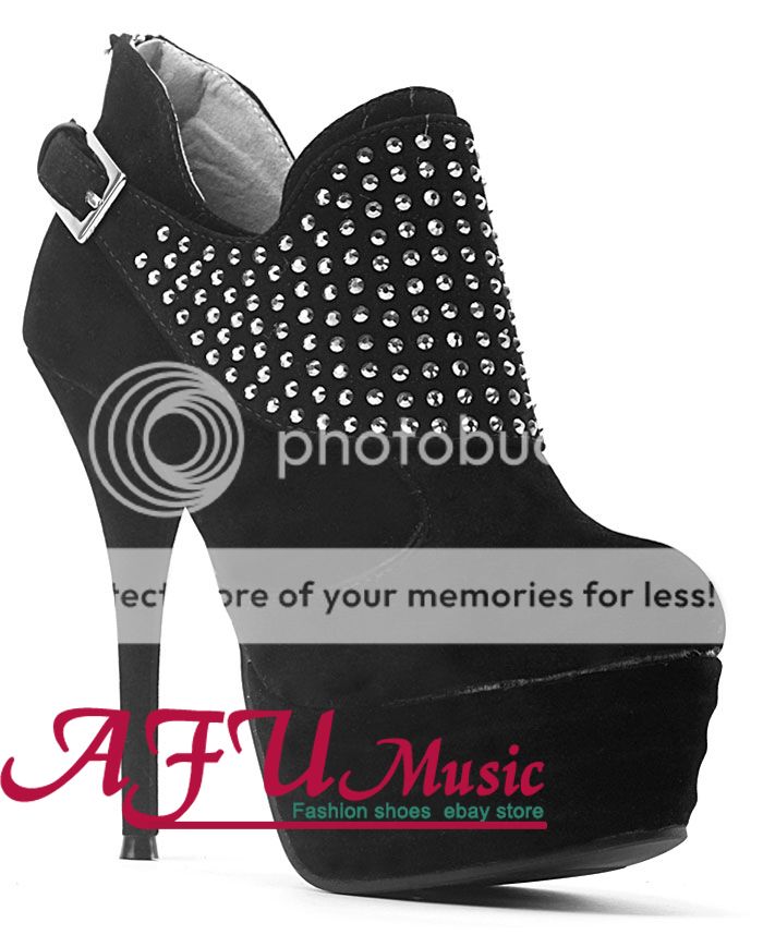  Womens Suede Platform Rivet Stiletto High Heel Shoes 